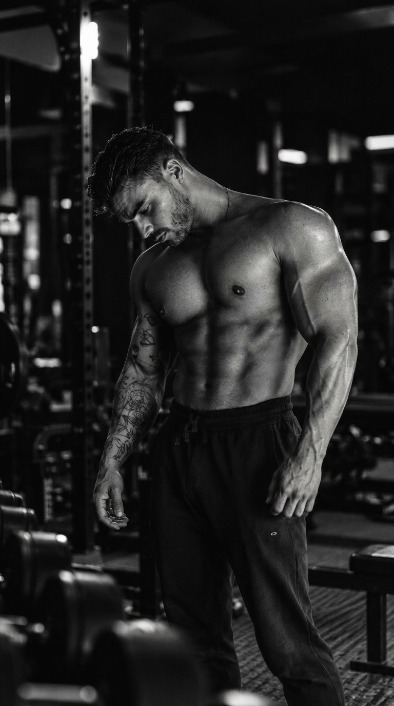 Mitchell, co-owner of Steel Fitness, training on the gym floor